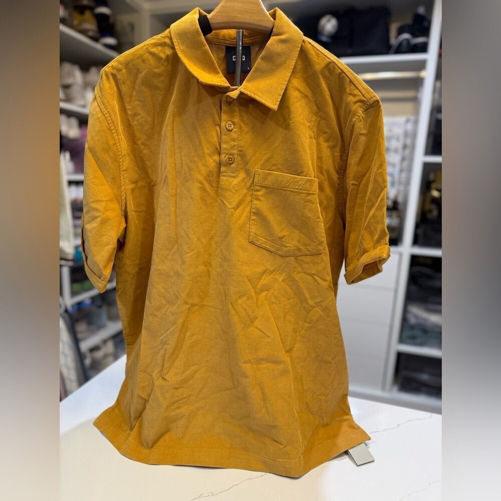 Kith Summer Corduroy Golden Polo Shirt honey bee Size Large